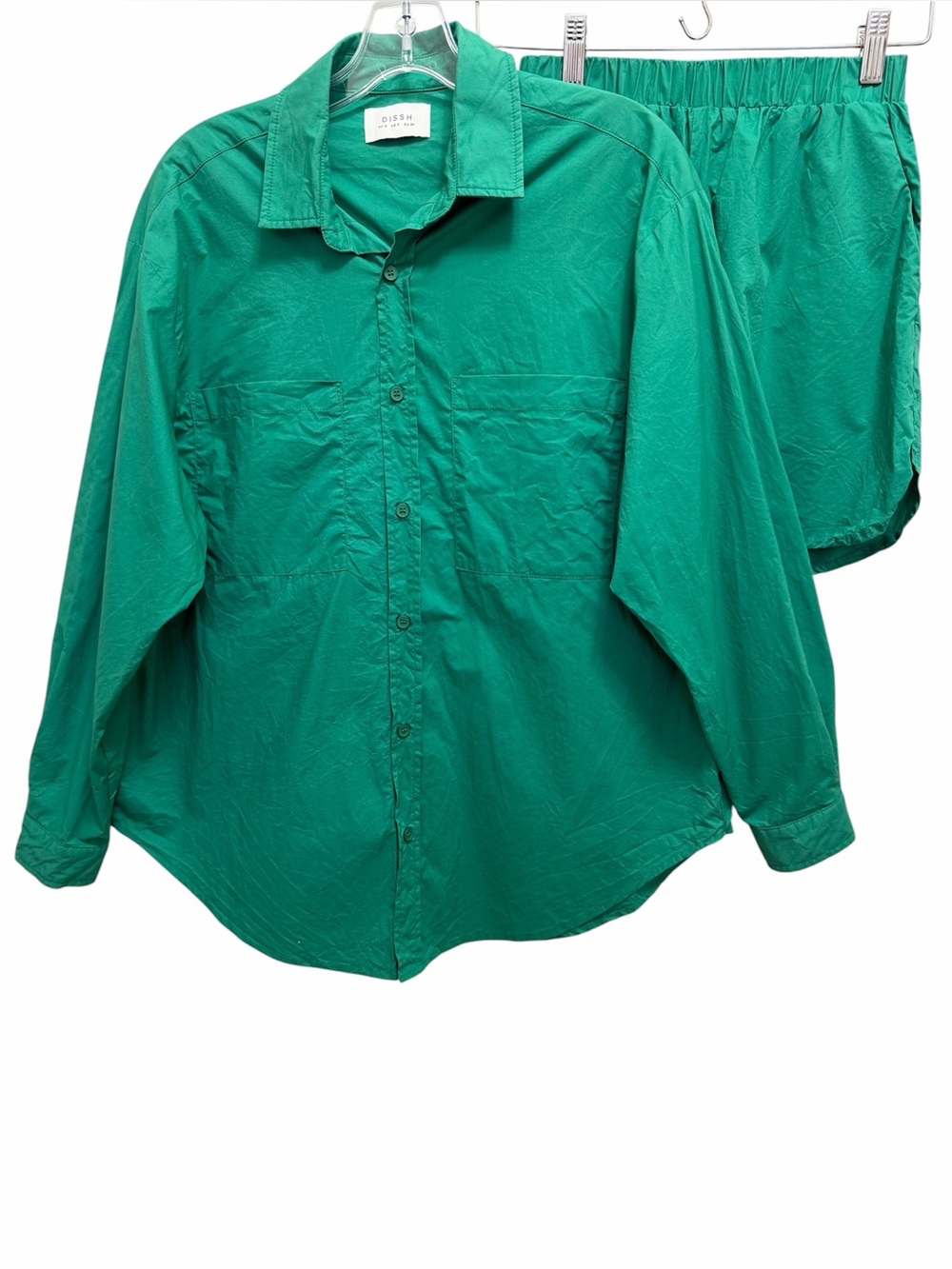 DISSH Maxie 2 pc Set Shirt and Shorts Cotton Poplin Green Size XS - Picture 4 of 14